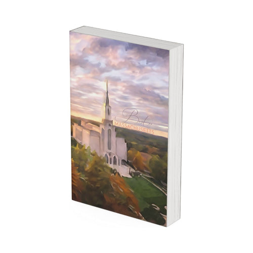 A beautiful digital painting of the Boston Massachusetts Temple made into a stunning temple journal.