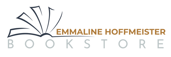 Logo of Emmaline Hoffmeister Bookstore with a stylized book design.