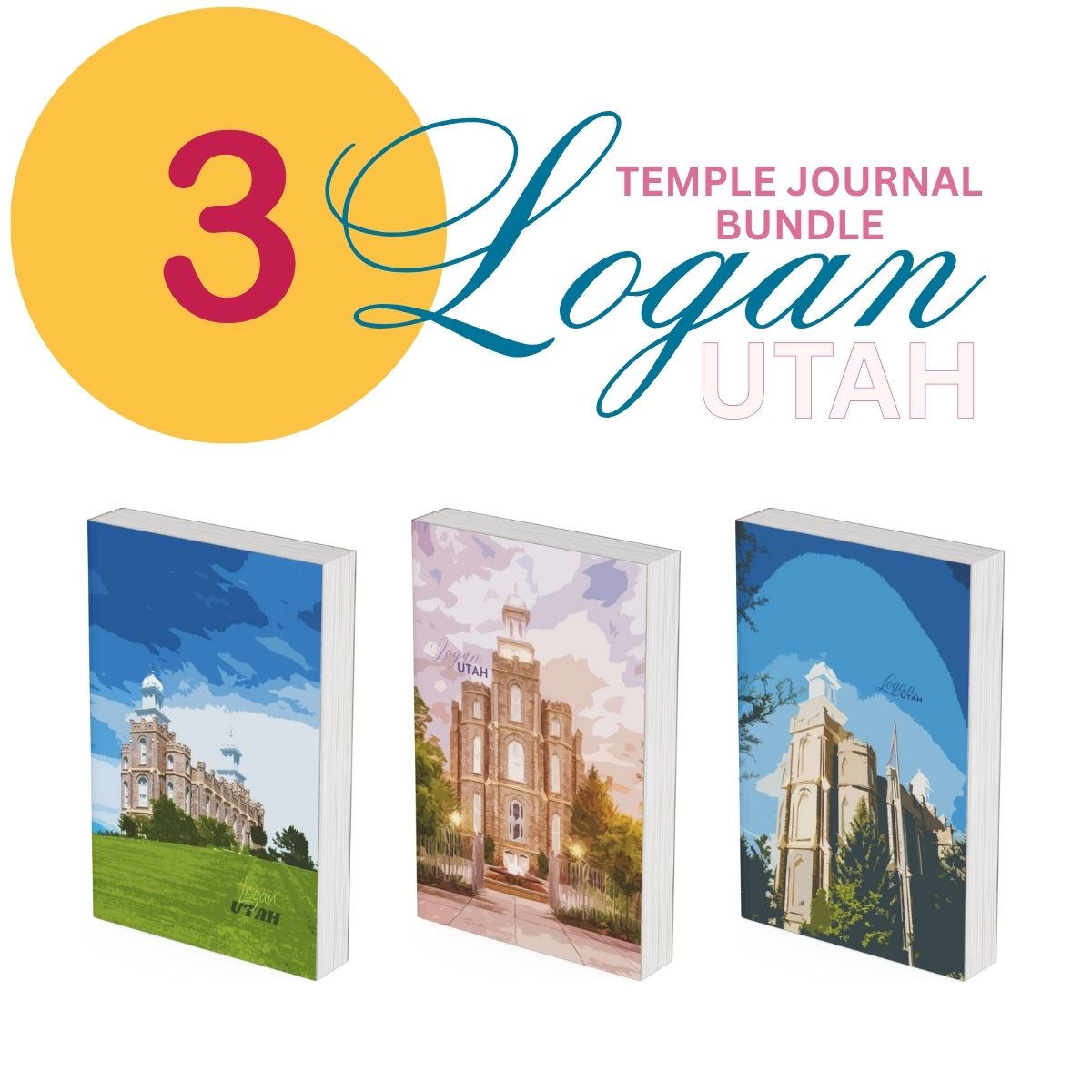 The three journal Logan Utah Temple Journal bundle.