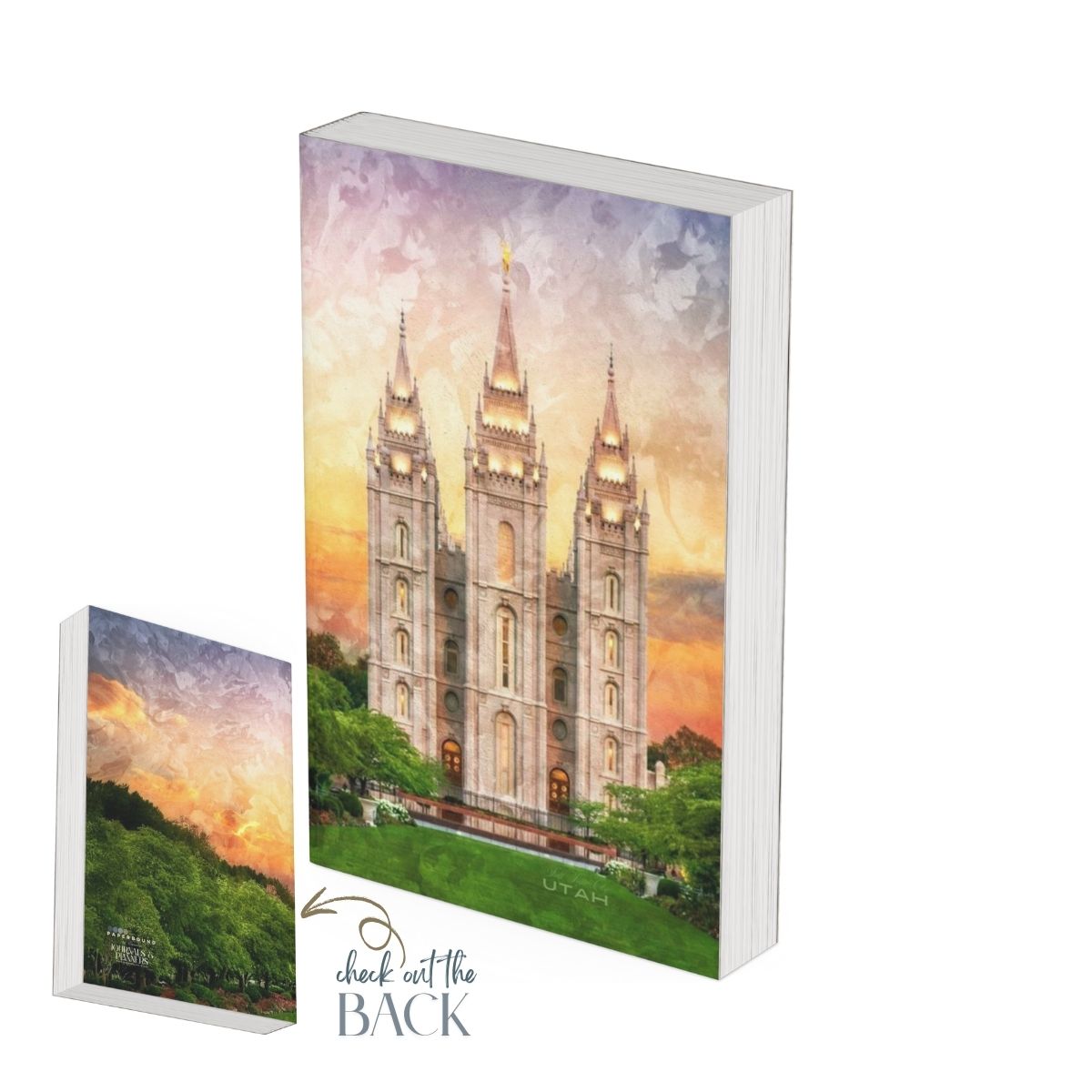 A preview of the front and back cover of the Salt Lake City, Utah temple journal.