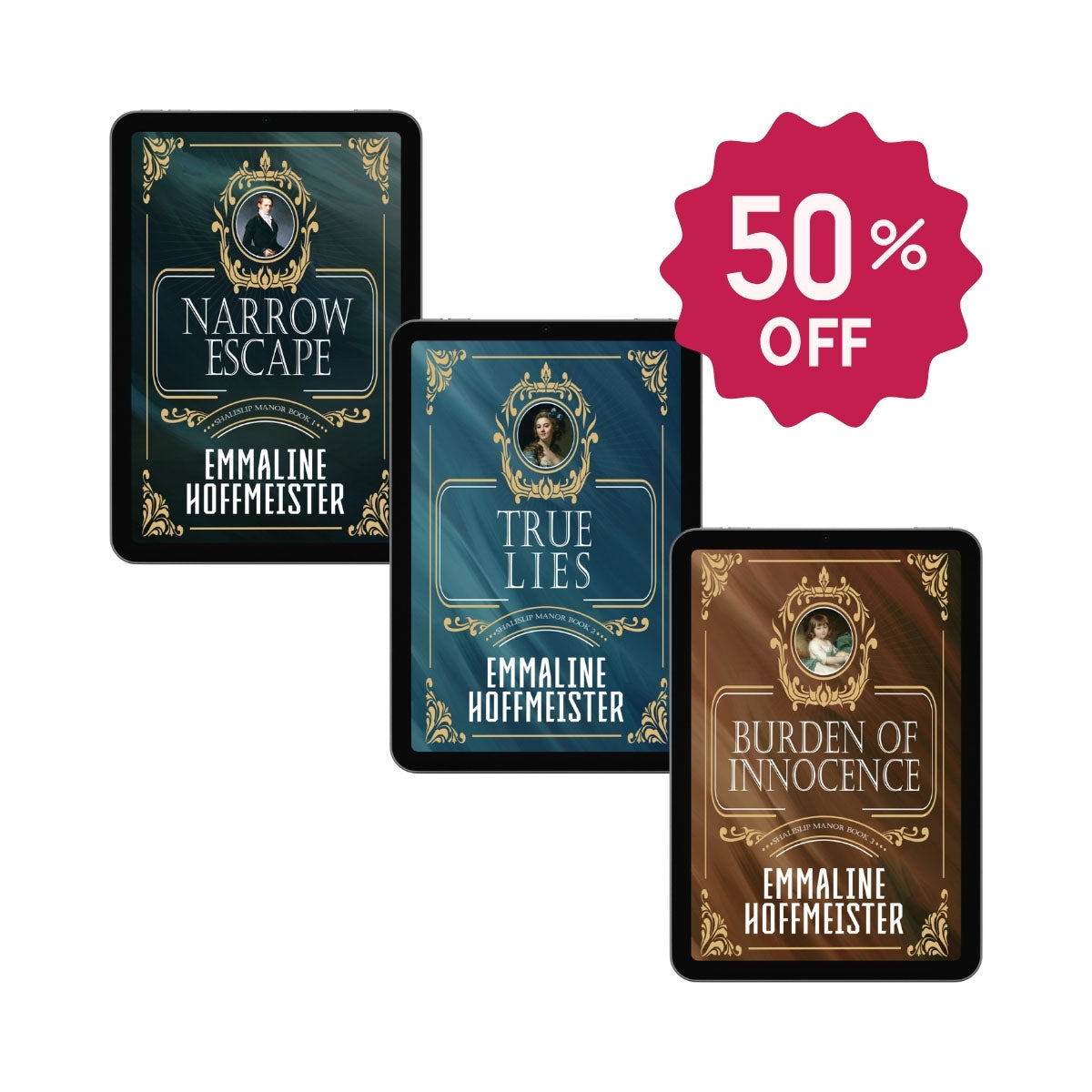 Step into the world of intrigue, romance, and aristocratic scandal with the complete Shaleslip Manor historical fiction series.
