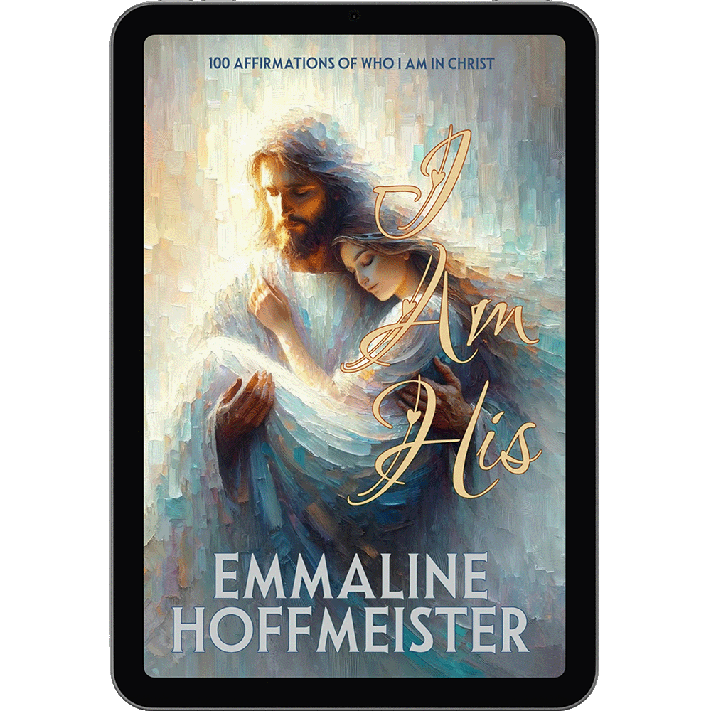 Ebook cover of 'I Am His' by Emmaline Hoffmeister on a tablet.