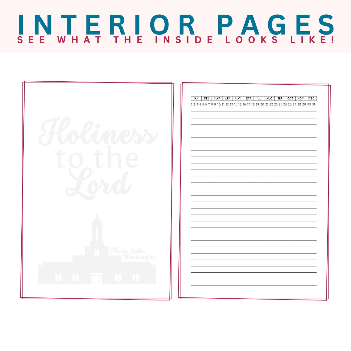 Designed for spiritual growth, this journal includes guided sections for temple experiences and faith-building moments.
